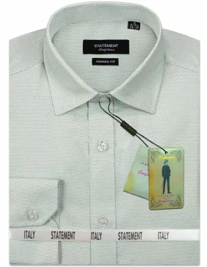 Men’s Long Sleeves Shirt 100% Prime Cotton Pin Dot Modern Fit | DS-101-Green