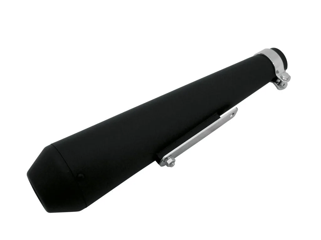Muffler Megaton Black 44cm Long fits up to 45mm (1-3/4 in.) header pipes - Highway Hawk H65-941B
