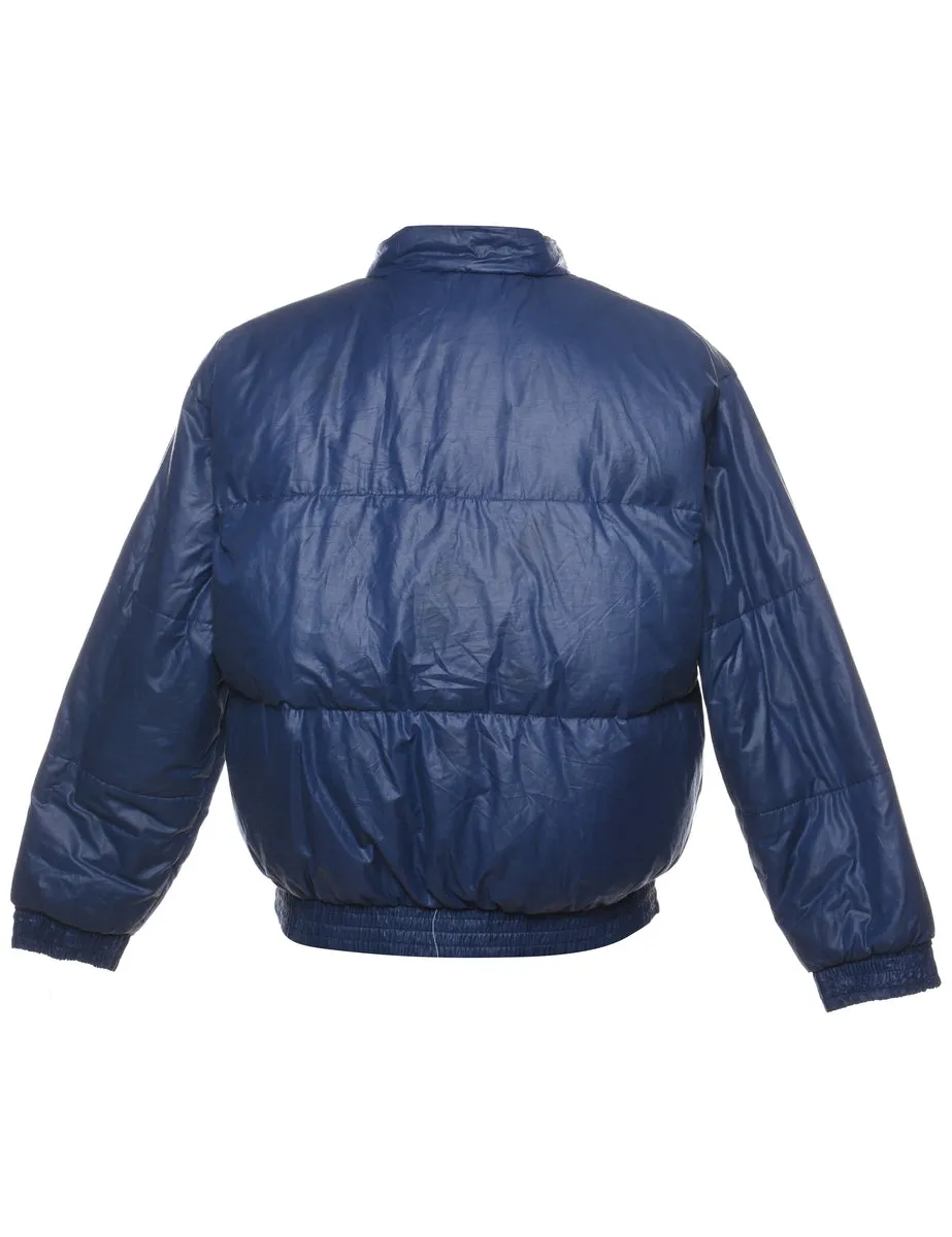 Navy Zip-Front Classic Puffer Jacket - L