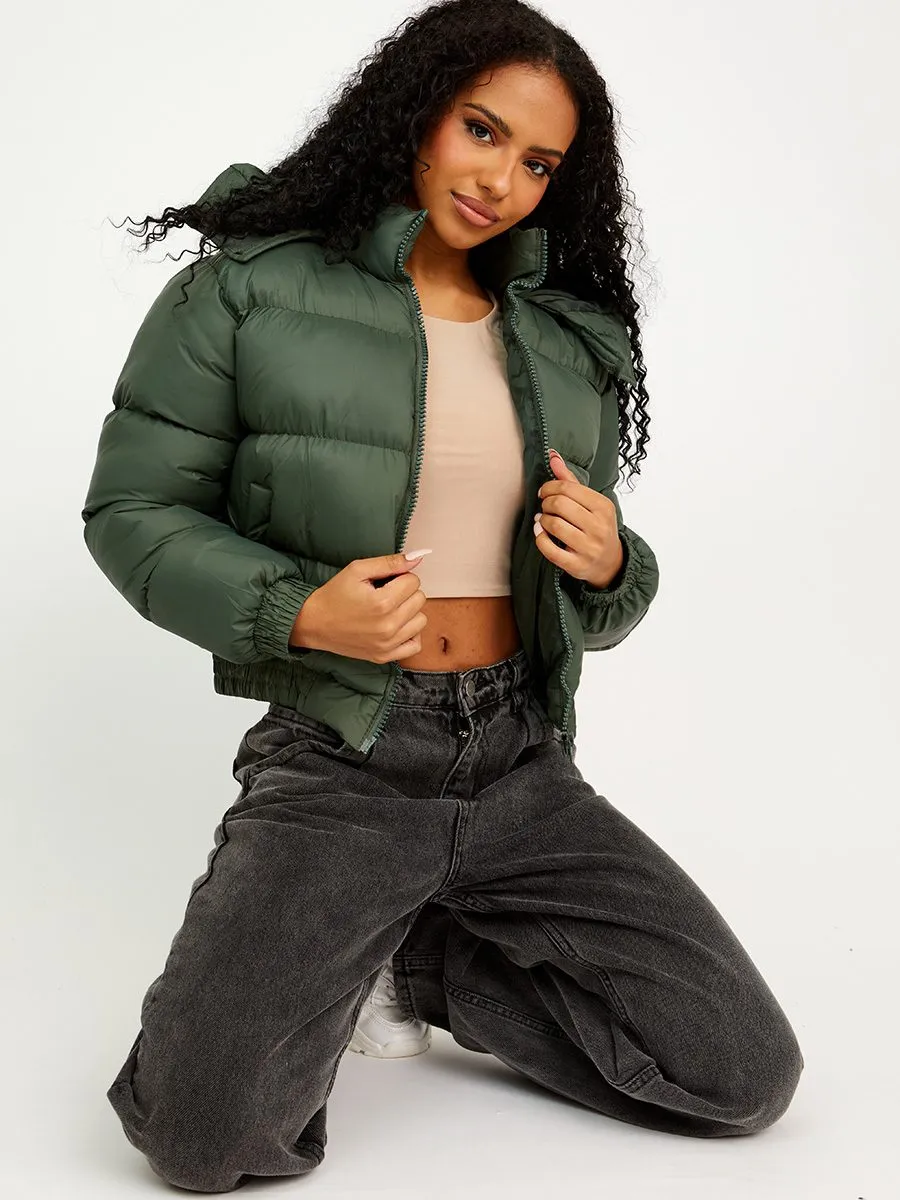 Niya Hooded Padded Puffer Jacket In Olive