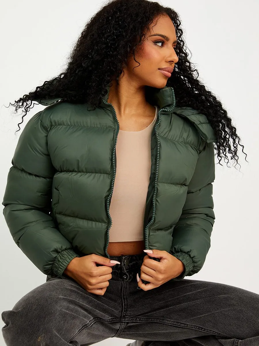 Niya Hooded Padded Puffer Jacket In Olive