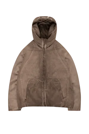 OIL WASHED PUFFER JACKET BROWN