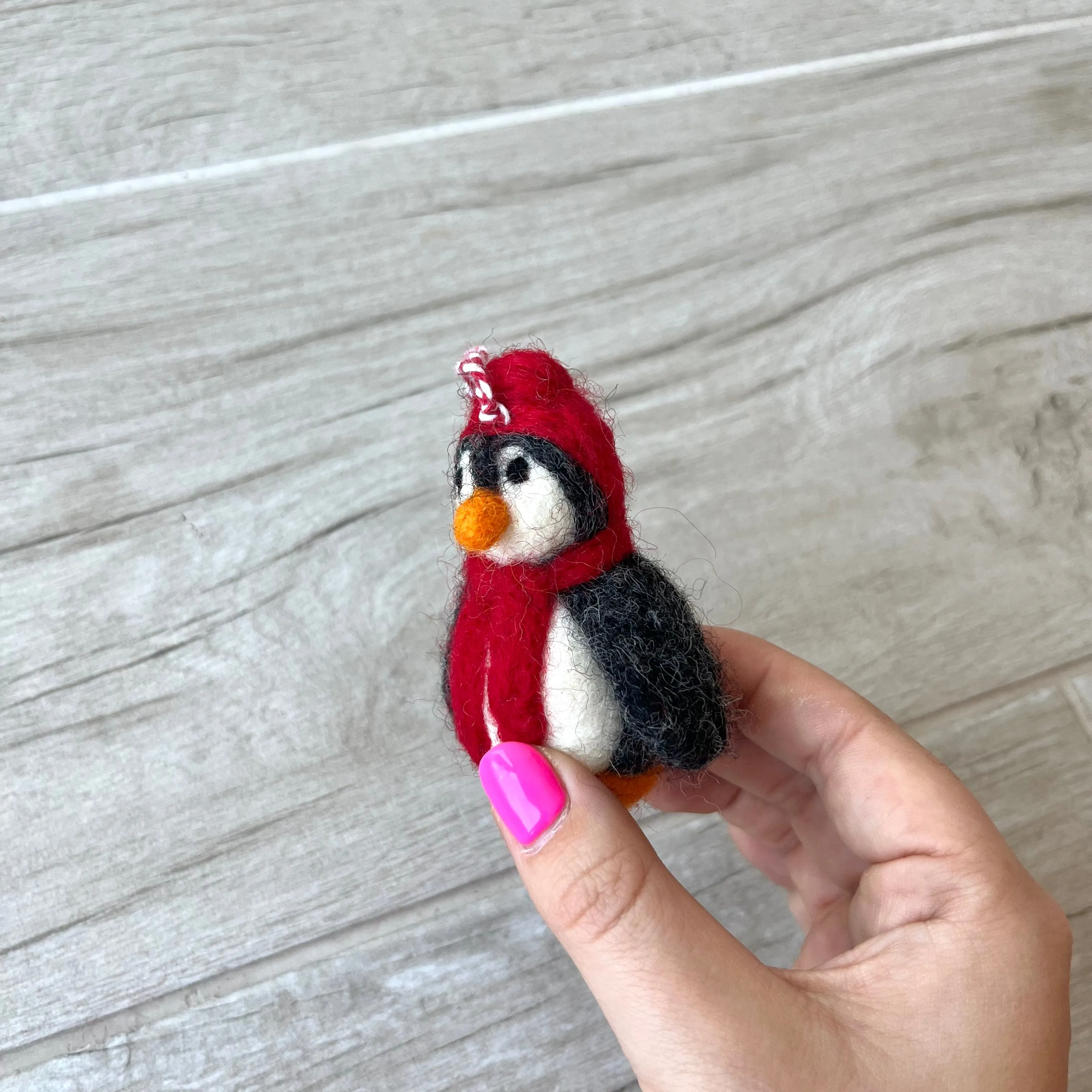 Penguin with Hat Felt Decoration