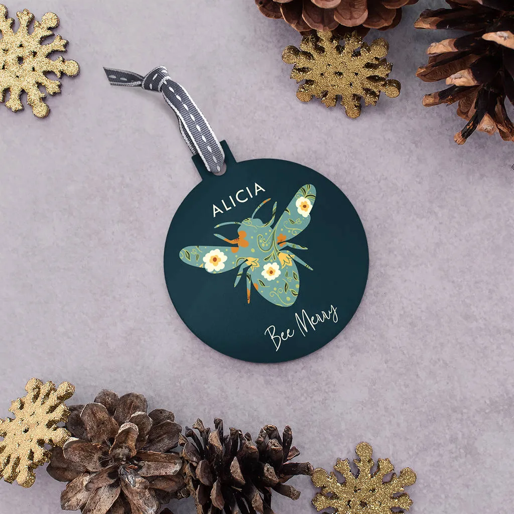 Personalised 'Bee Merry' Christmas Bauble