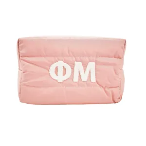 Phi Mu Makeup Bag - Puffer Style with Sorority Letters