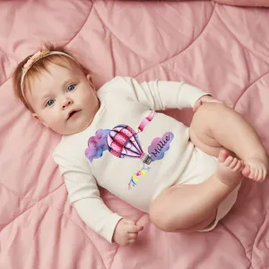 Pink Air Balloon Personalised Baby Bodysuit