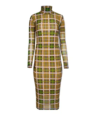 Printed Mesh Midi Dress | Green