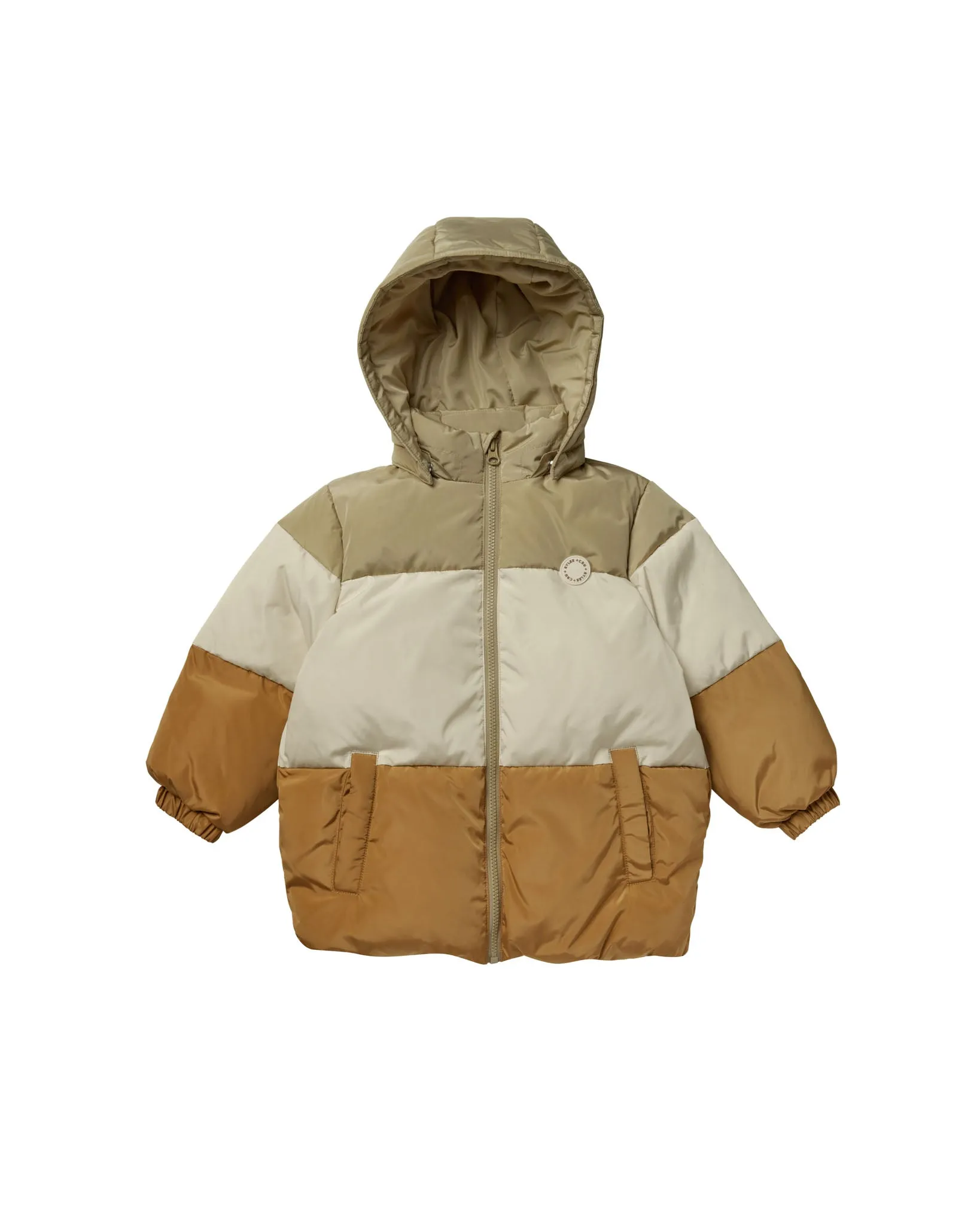 puffer jacket color block