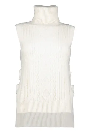 Pure White Turtleneck High Low Ana Sweater