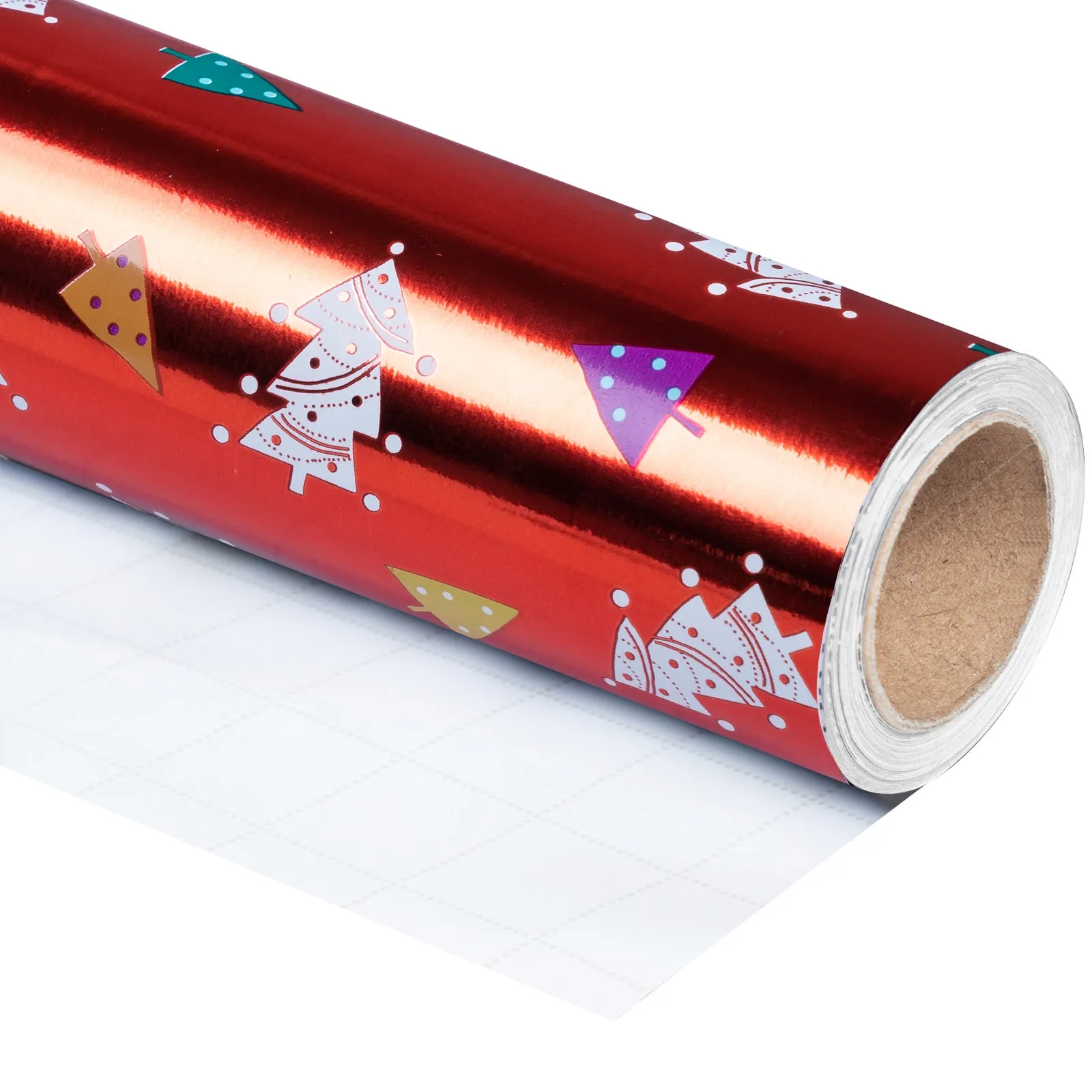 Red Christmas Tree Foil Wrapping Paper Roll