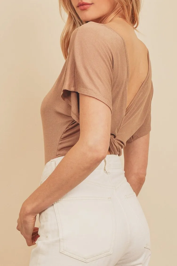 Rib Twist-Back Bodysuit