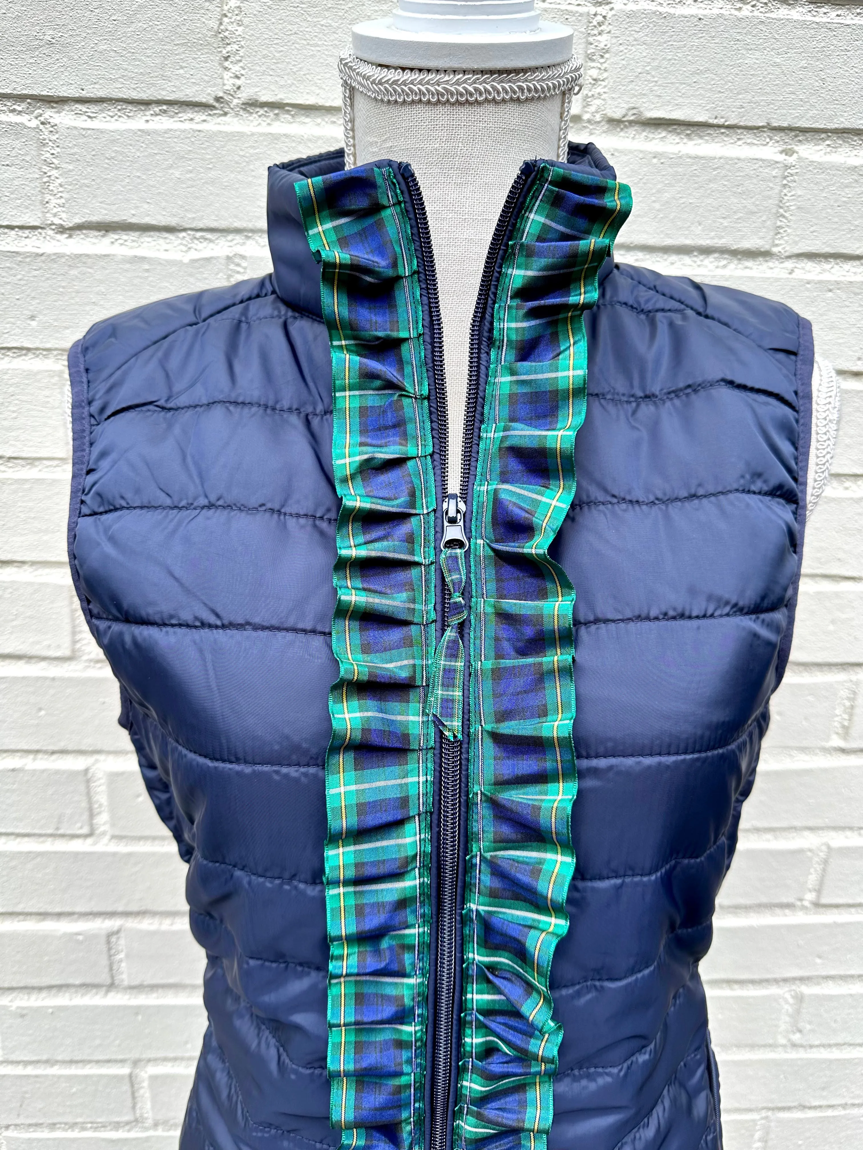 SALE - S ONLY - Maggie May Ruffled Ribbon Puffer Vest (PF33) *FINAL SALE*