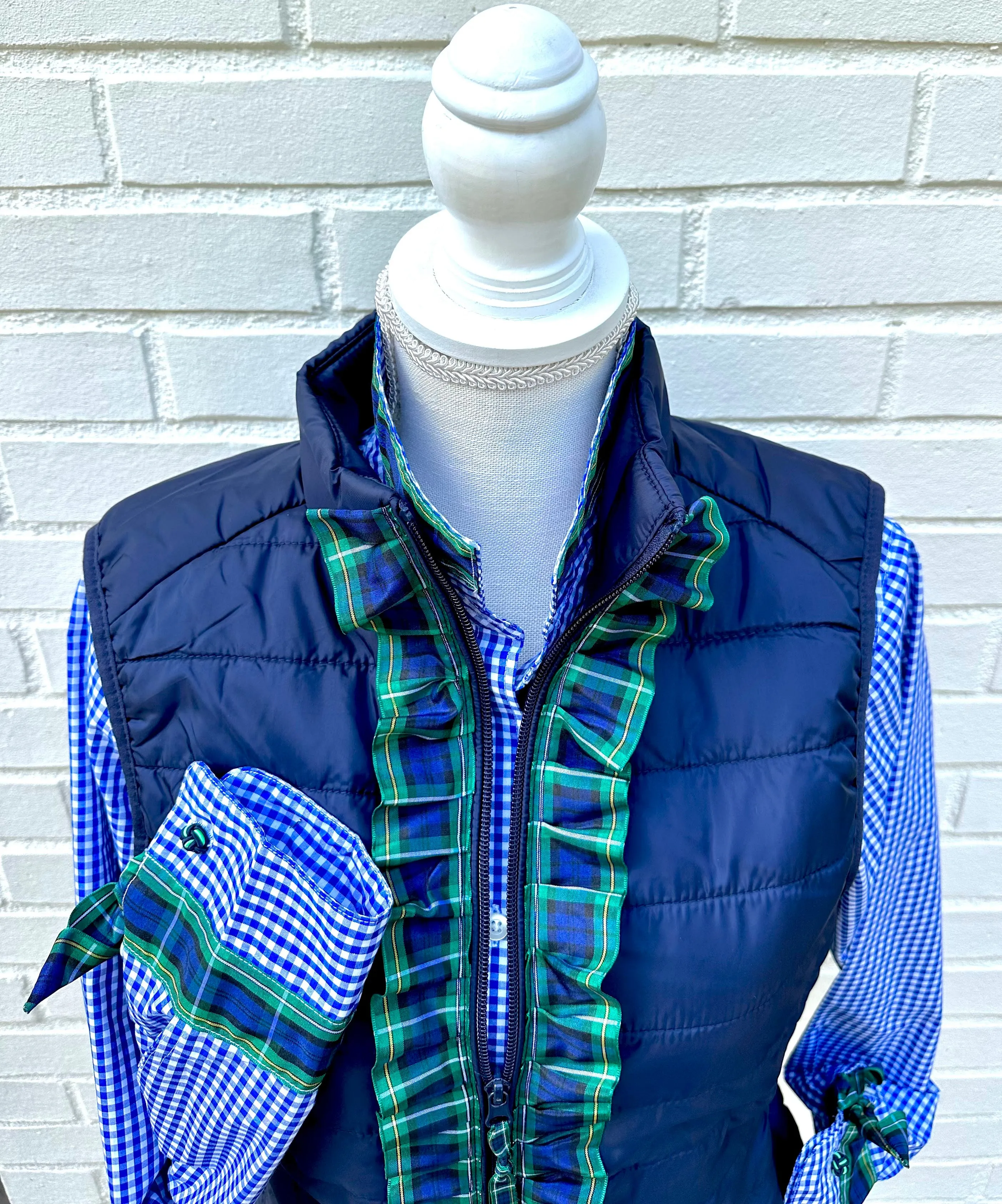 SALE - S ONLY - Maggie May Ruffled Ribbon Puffer Vest (PF33) *FINAL SALE*