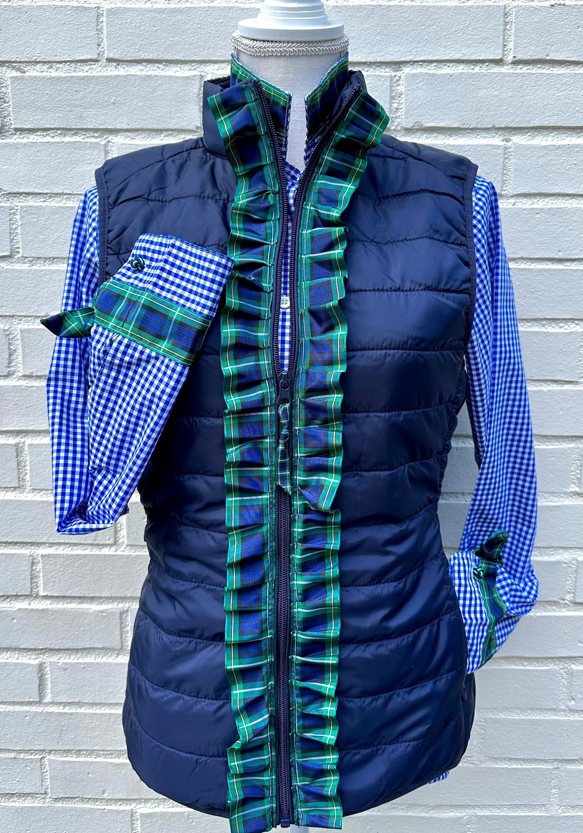 SALE - S ONLY - Maggie May Ruffled Ribbon Puffer Vest (PF33) *FINAL SALE*