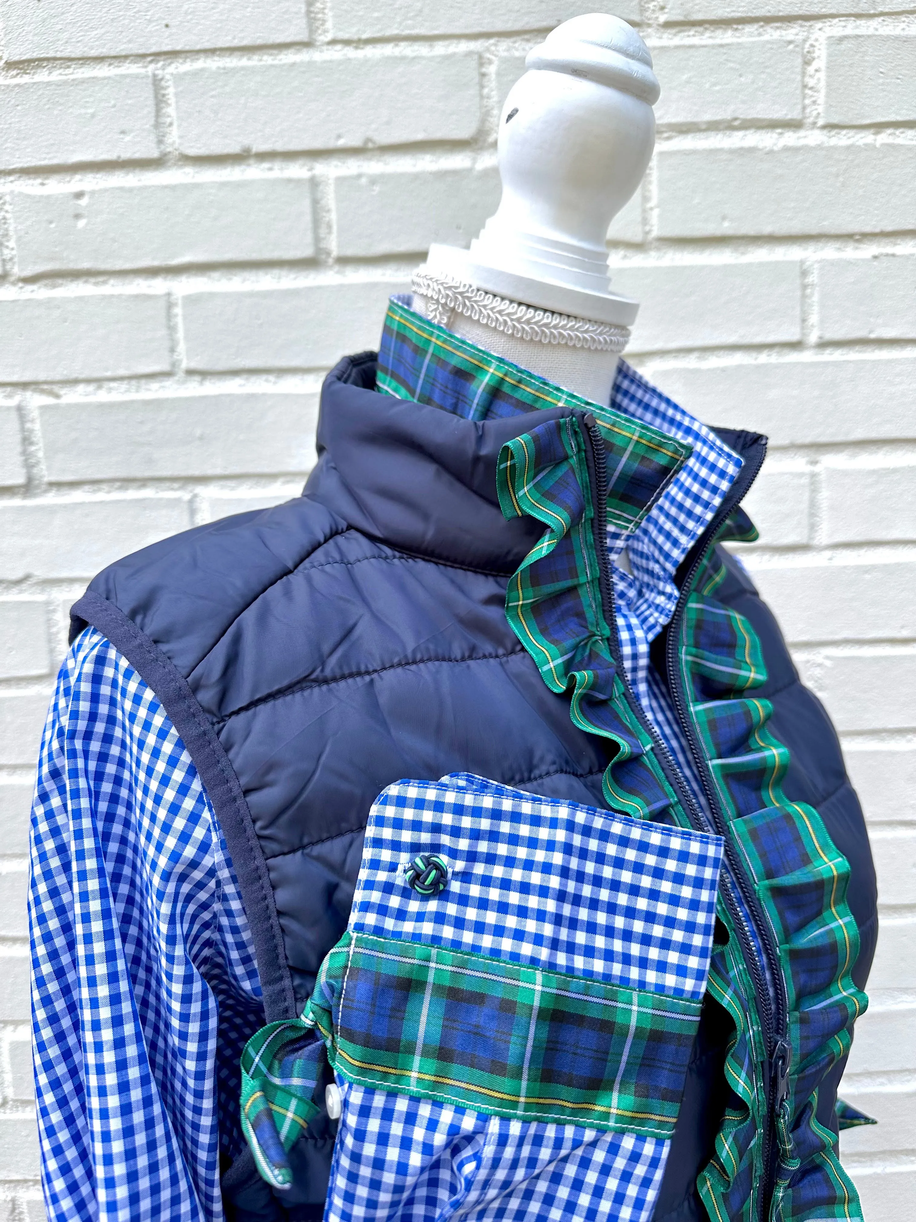 SALE - S ONLY - Maggie May Ruffled Ribbon Puffer Vest (PF33) *FINAL SALE*