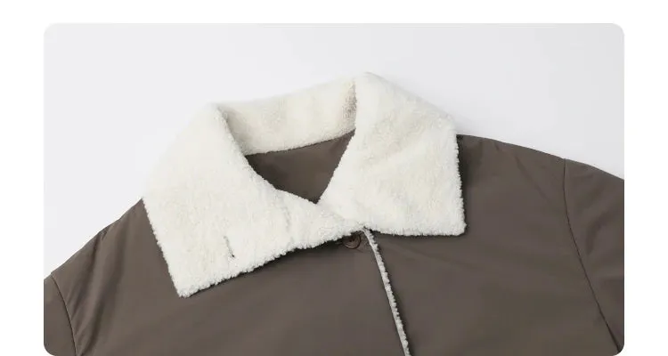 Solid Loose Casual Contrast Single Breasted Coat