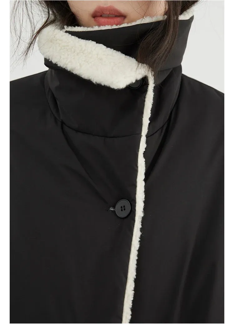Solid Loose Casual Contrast Single Breasted Coat