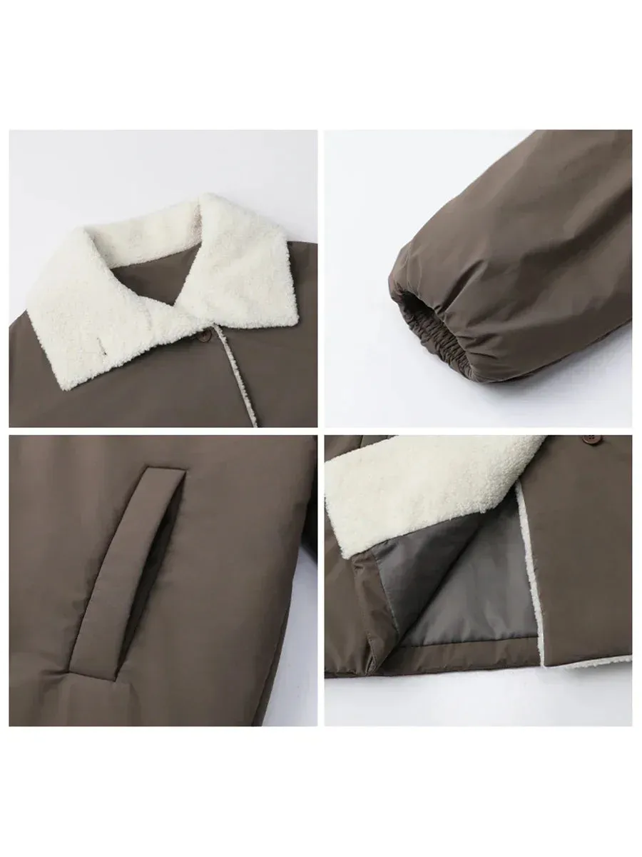 Solid Loose Casual Contrast Single Breasted Coat