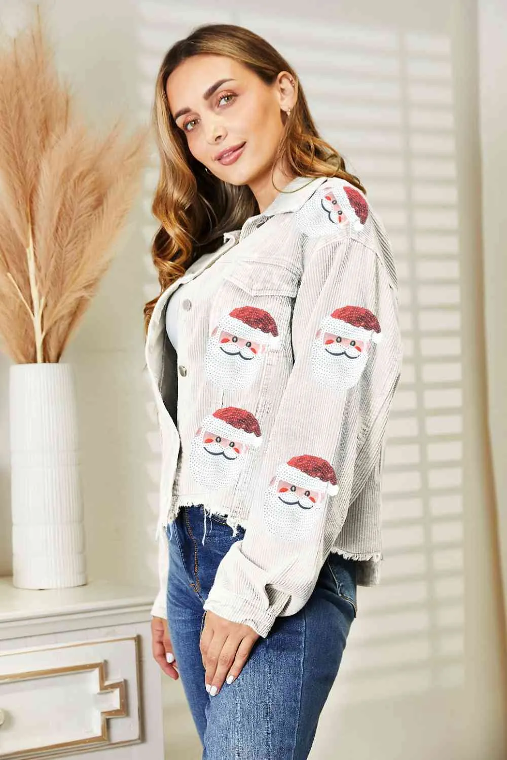TEEK - Santa Sequin Raw Hem Jacket