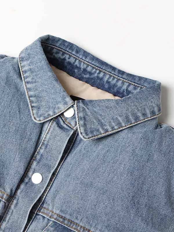 Toleet-Winter and Autumn Outfits Christmas/Thanksgiving_Denim Puff Graceful Sleeve Mini Dress