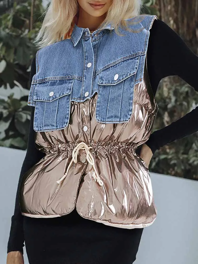 Toleet-Winter and Autumn Outfits Christmas/Thanksgiving_Denim Puff Graceful Sleeve Mini Dress