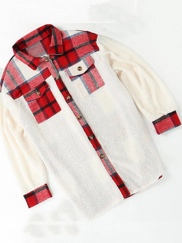 Toleet-Winter and Autumn Outfits Christmas/Thanksgiving_Lamb Denim Graceful Patchwork Coat