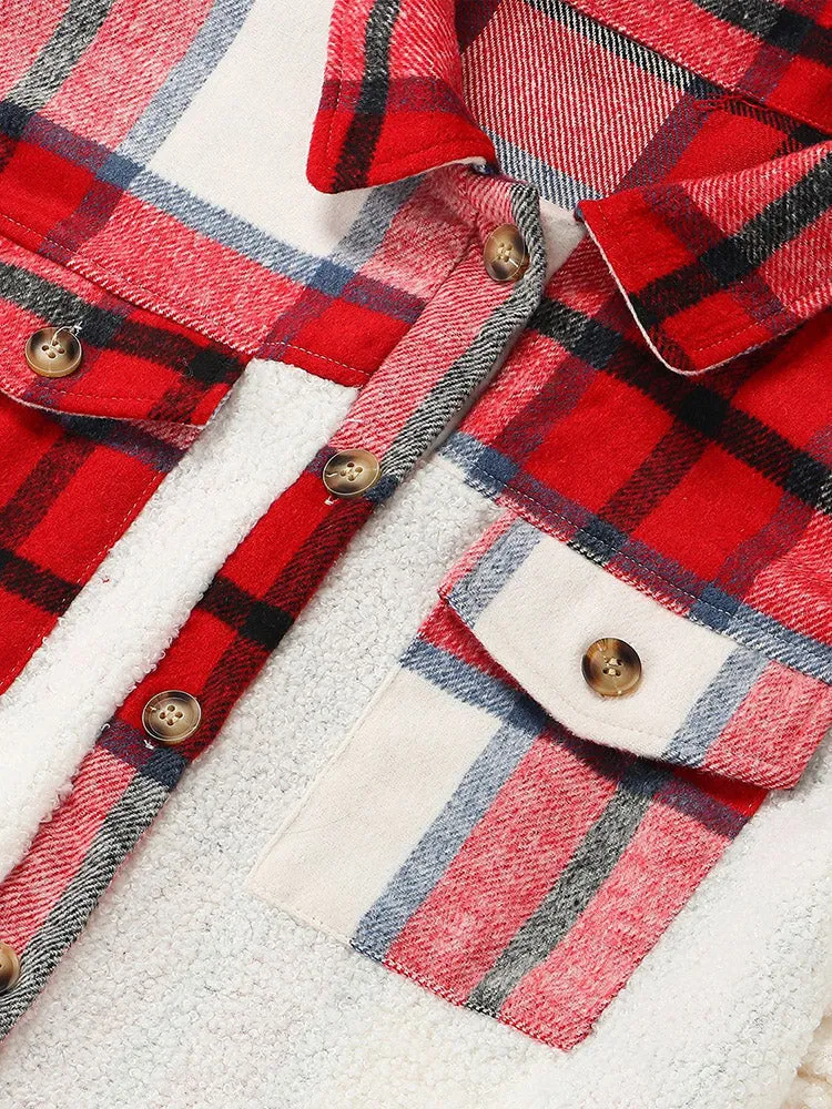 Toleet-Winter and Autumn Outfits Christmas/Thanksgiving_Lamb Denim Graceful Patchwork Coat