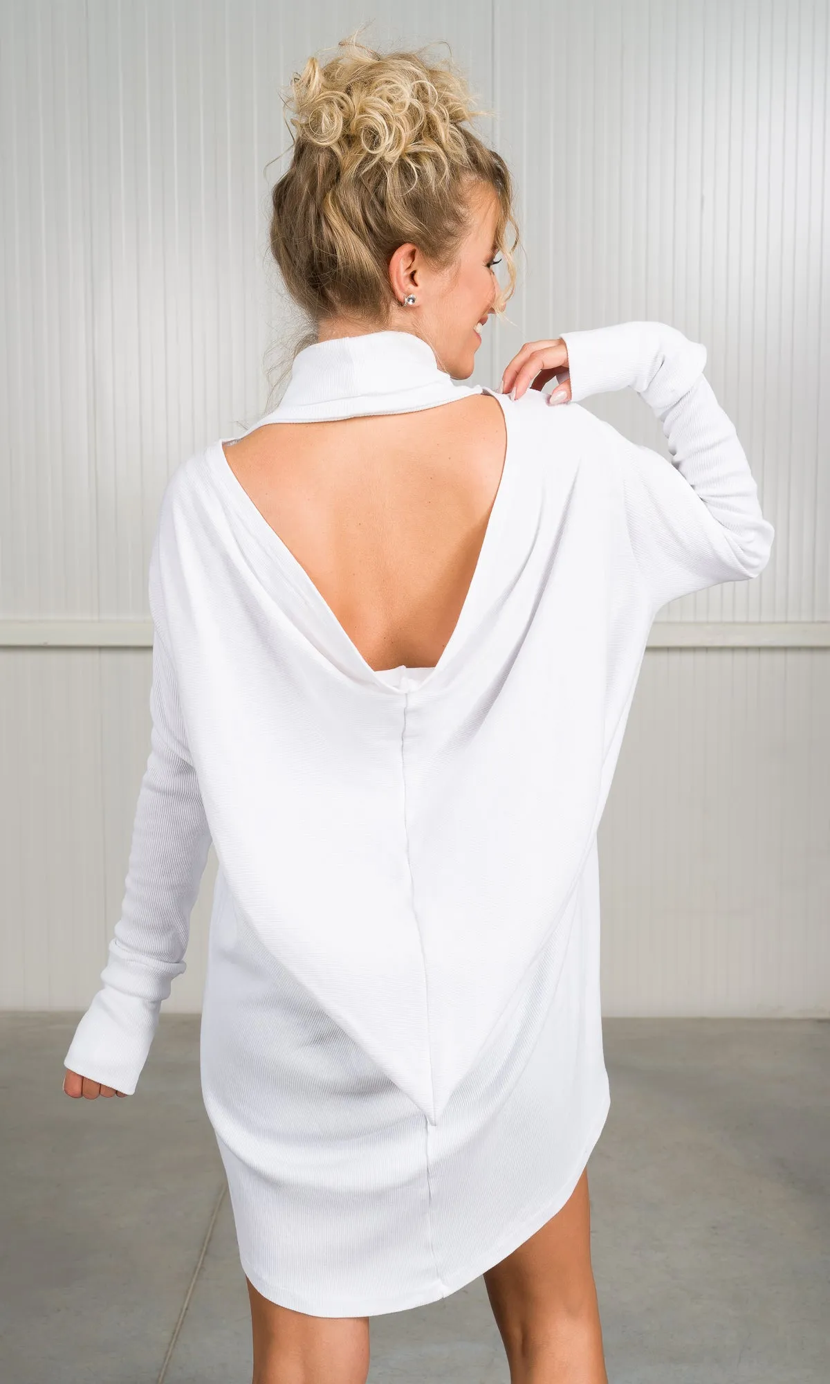 Turtle Neck Open Back Top