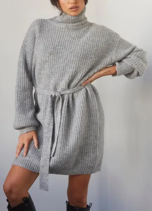 Turtleneck Grey Sweater Dress