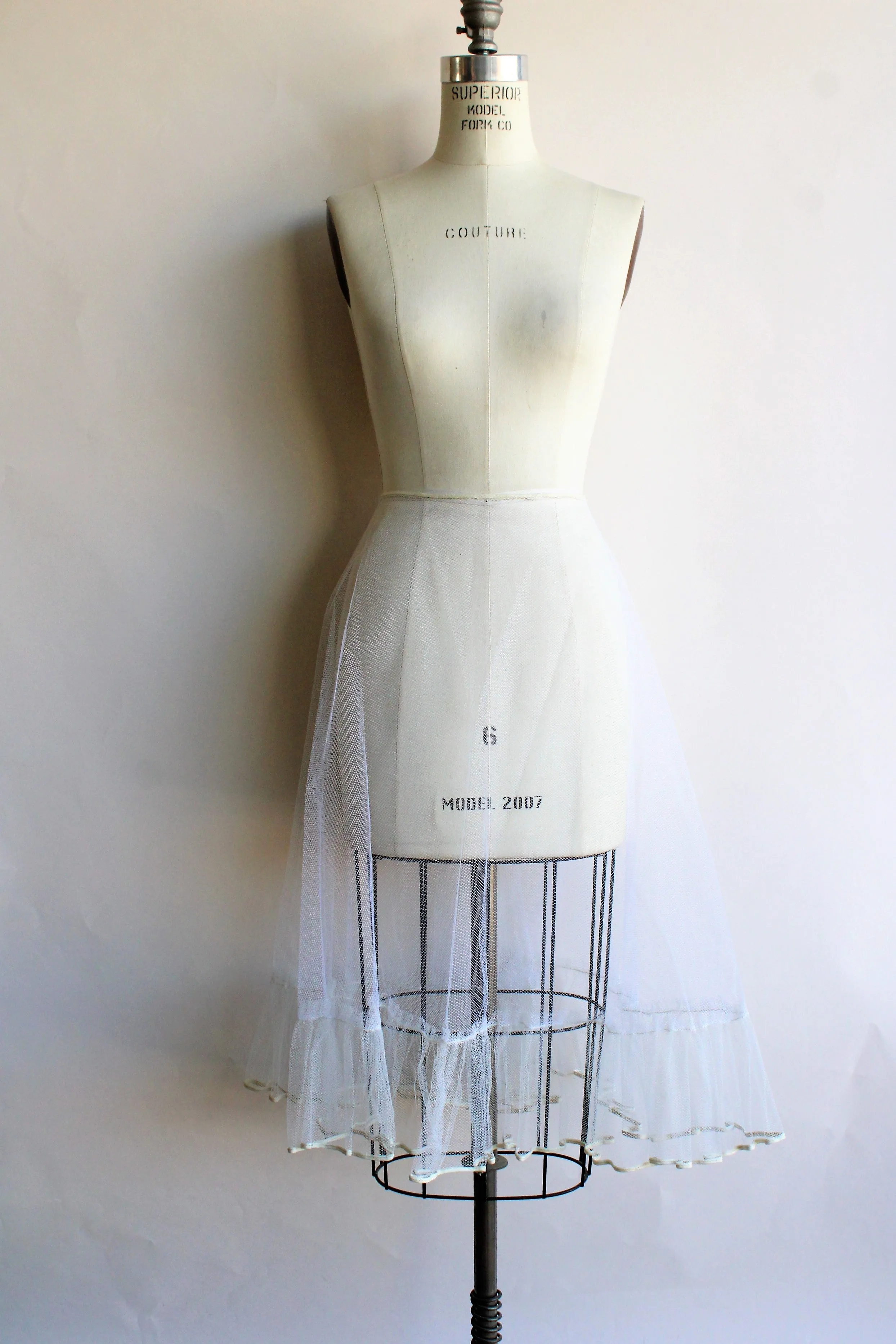 Vintage 1950s 1960s White Tulle Crinoline