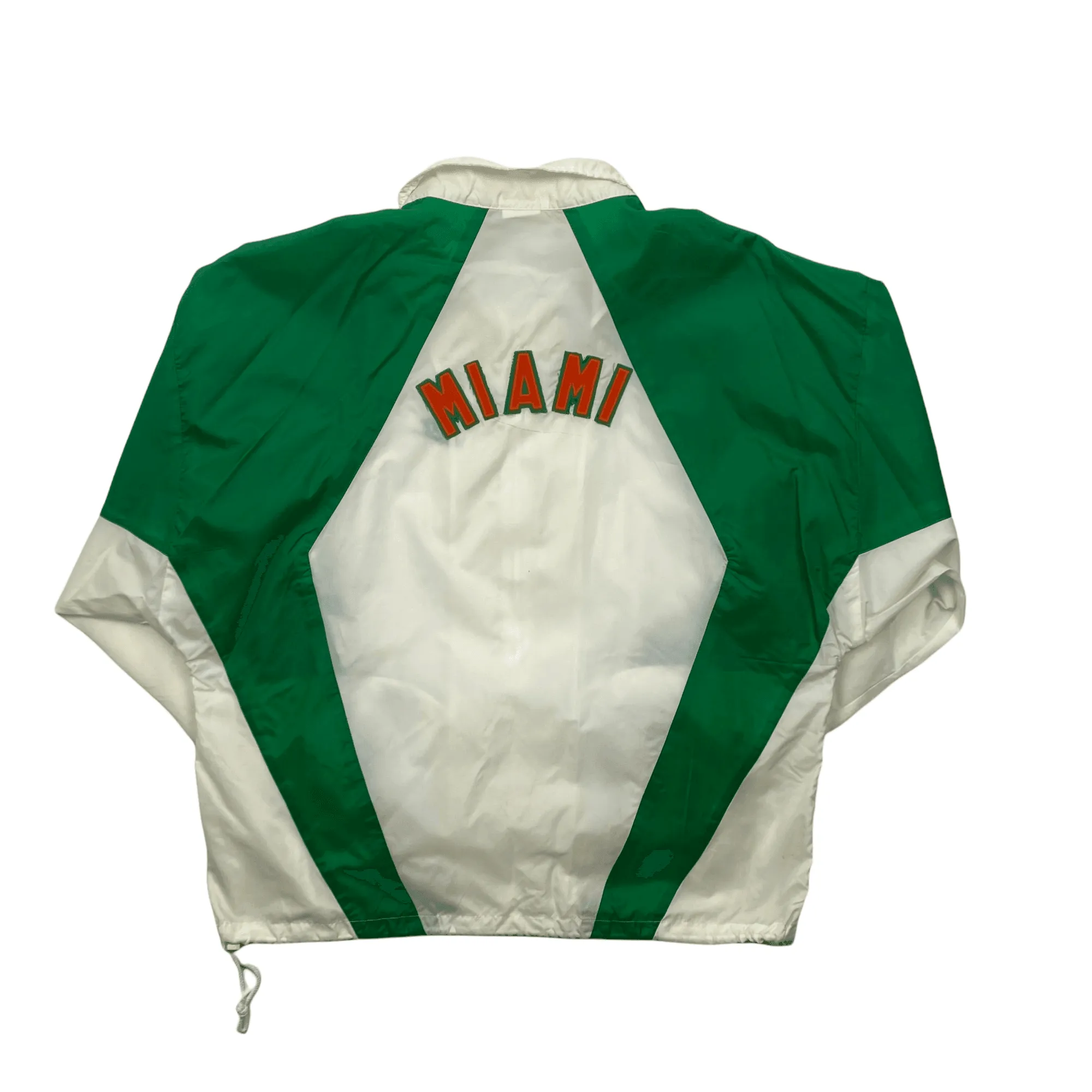 Vintage 80s Green   White Nike Miami USA Spell-Out Windbreaker Jacket - Large