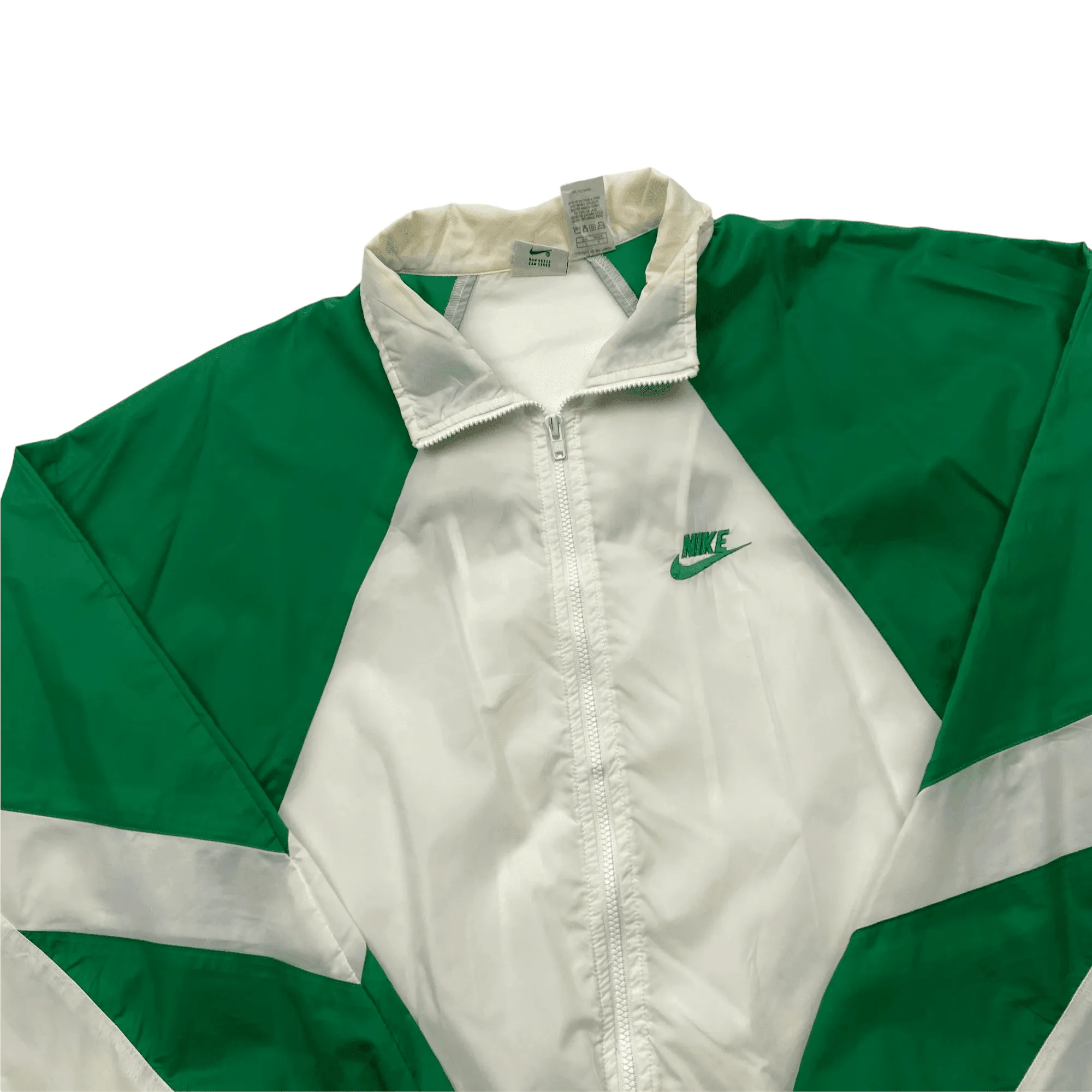 Vintage 80s Green   White Nike Miami USA Spell-Out Windbreaker Jacket - Large