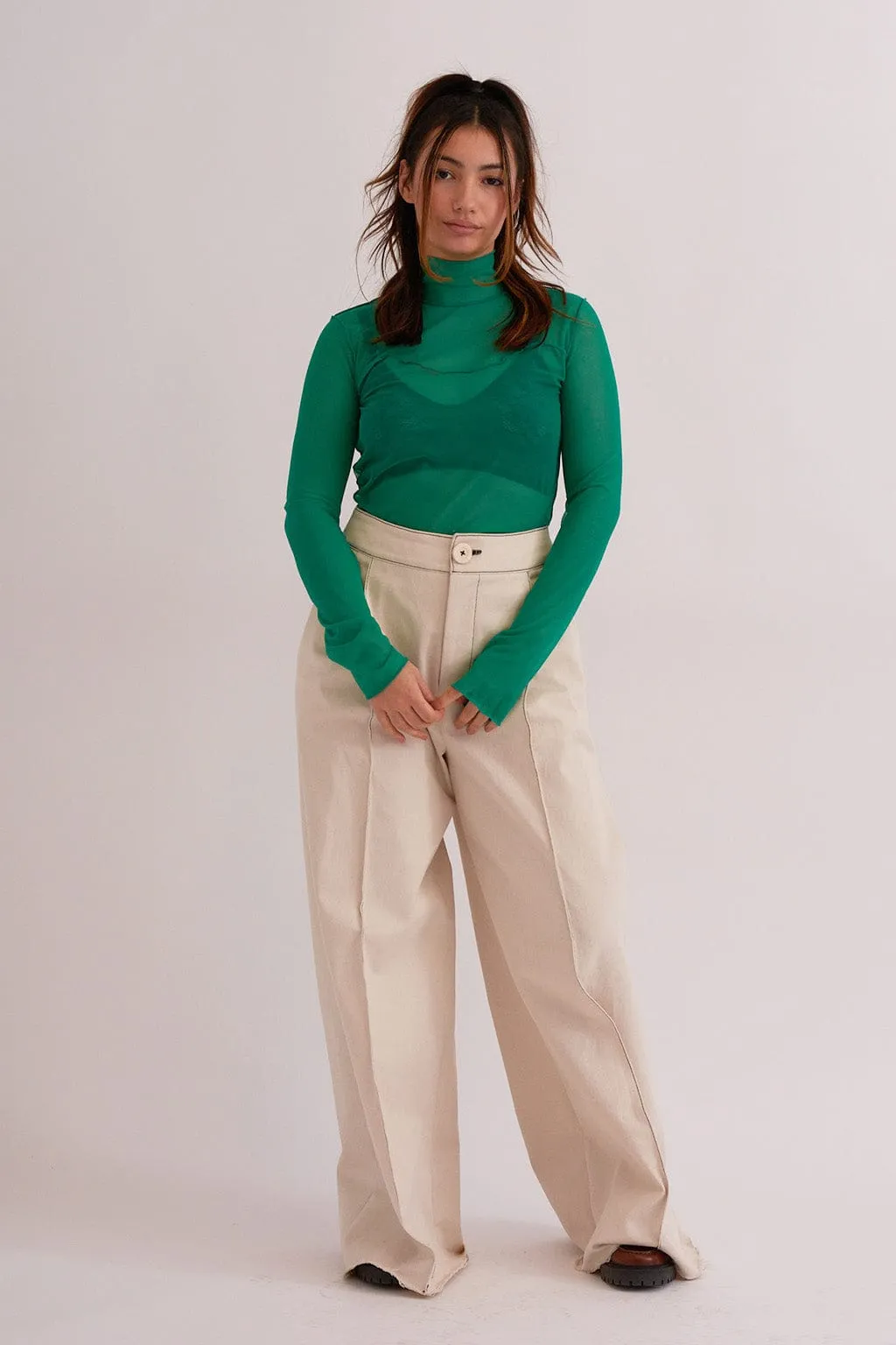 Wave Mesh Turtleneck Teal
